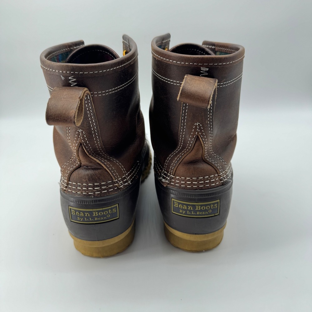 L.L. Bean 8" Duck Boots Mens 12 Brown Excellent Flannel Lined Made in USA 507682 - Picture 3 of 13
